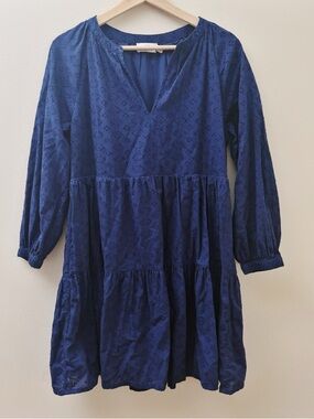 Vineyard Vines Navy Eyelet Tiered Peasant Dress